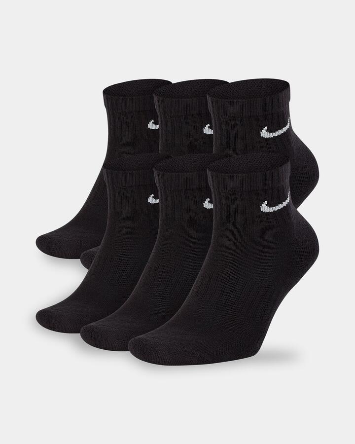 Image of Socks. Product name - Nike Everyday Cushioned 6 Pack Ankle Socks Black/White in Black/White colour by brand - Nike