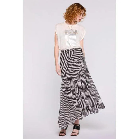 Image of a model wearing Skirts. Productname: Sideline Skirt in PRINT colour by brand - sass and bide