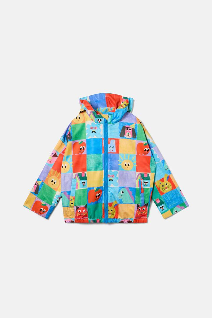Image of a model wearing Rain Coats. Product name - Check Mate Kids Raincoat in Multi colour by brand - Gorman