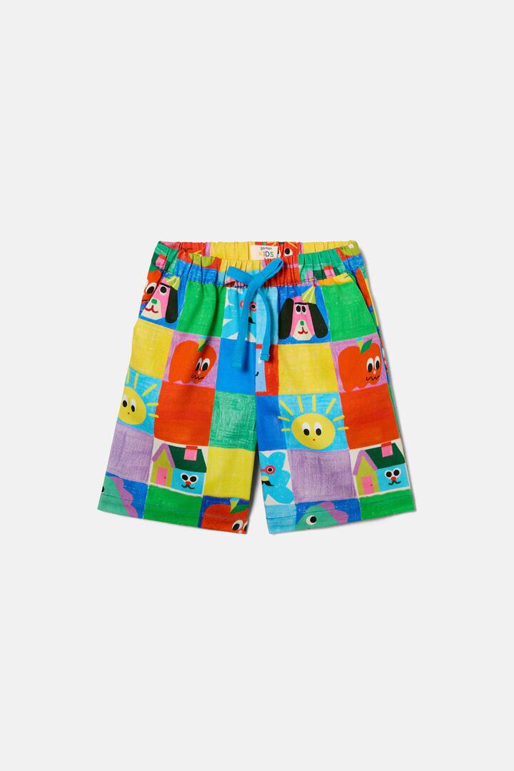 Image of a model wearing Shorts. Product name - Check Mate Kids Shorts in Multi colour by brand - Gorman