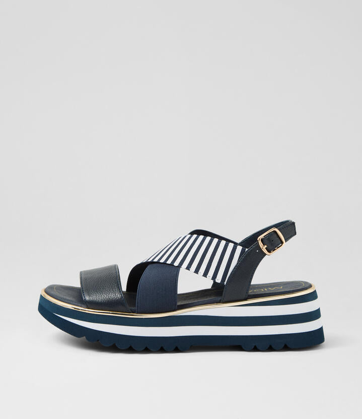 Image of Sandals. Productname: Hunta Navy White Fabric Sandals in NAVY-NAVY&WHITE colour by brand - MIDAS