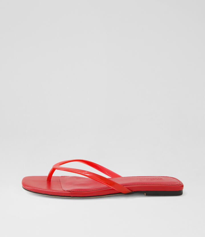 Image of Sandals. Productname: Rella Red Pvc Leather Thongs in RED PVC colour by brand - MOLLINI