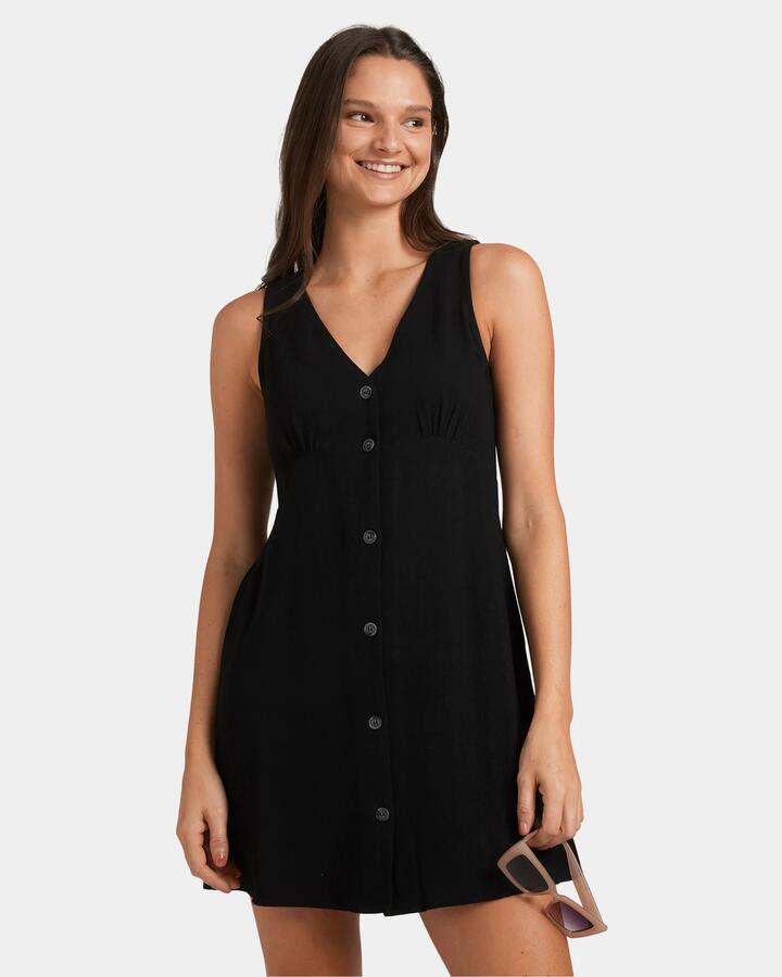 Image of Dresses. Product name - Nunui Womens Time Again Mini Dress Black in Black colour by brand - Nunui