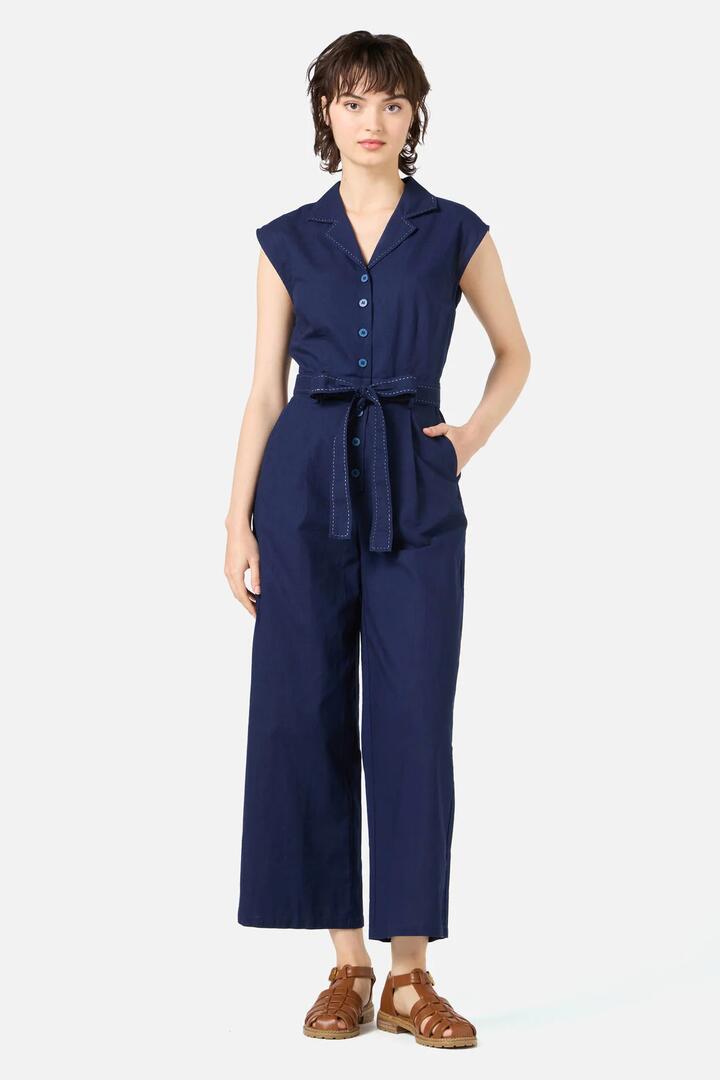 Image of Bodysuits. Productname: Dani Collared Jumpsuit in Navy colour by brand - Princess Highway