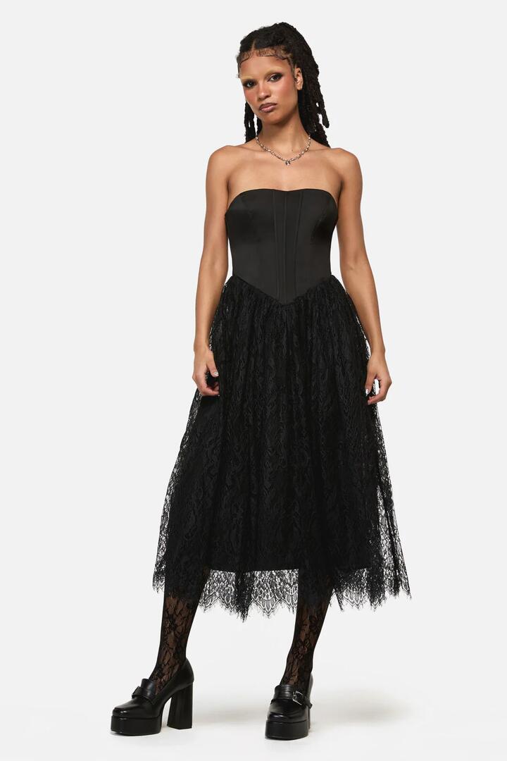 Image of Dresses. Product name - Ellen Lace Goth Formal Dress in Black colour by brand - Black Friday