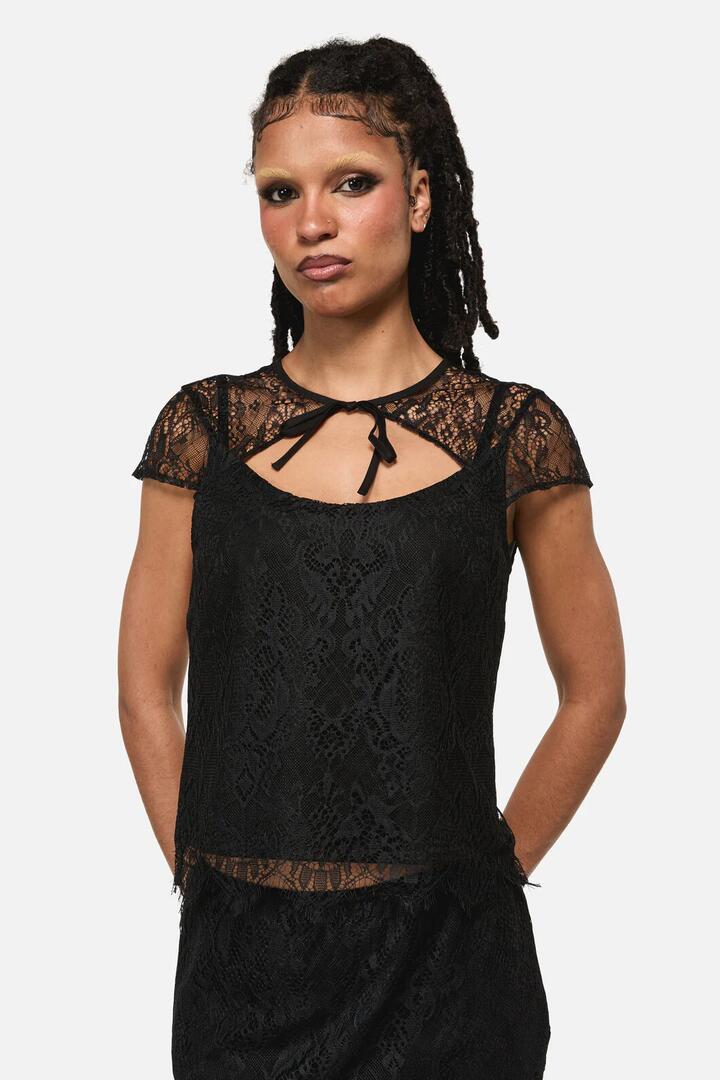 Image of Blouses. Product name - Ellen Lace Goth Formal Blouse in Black colour by brand - Black Friday