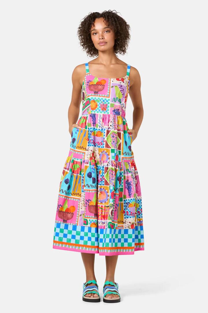 Image of Dresses. Product name - Fruit Party Print Long Dress in Print colour by brand - Gorman