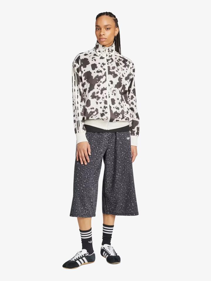 Image of a model wearing Tops. Productname: Adidas Originals Satin Track Top in Multicolor/Off White colour by brand - Adidas