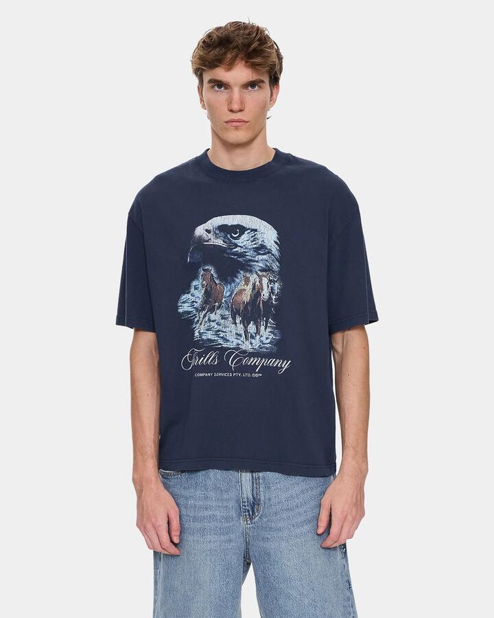 Image of T-Shirts. Product name - Thrills Mens Superior Power Box Oversized T-Shirt Total Eclipse in Total Eclipse colour by brand - Thrills