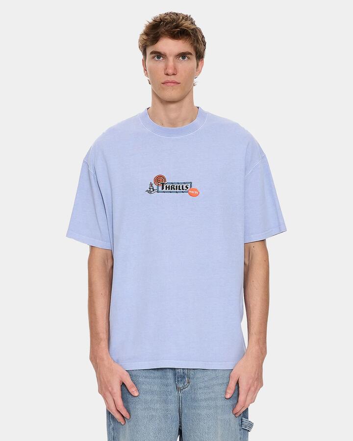 Image of T-Shirts. Product name - Thrills Mens The Ritual Mystery Oversized T-Shirt Cornflower Blue in Cornflower Blue colour by brand - Thrills