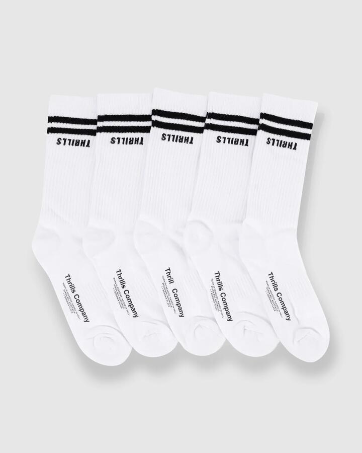 Image of Socks. Productname: Thrills Mens Minimal Thrills 5 Pack Socks White - in White colour by brand - Thrills