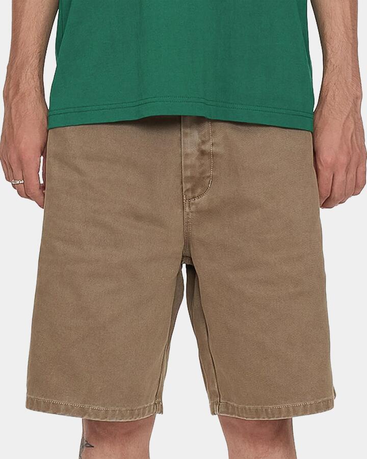 Image of a model wearing Shorts. Productname: worship - Mens Department Carpenter Denim Shorts - Sandstorm - in Sandstorm colour by brand - worship