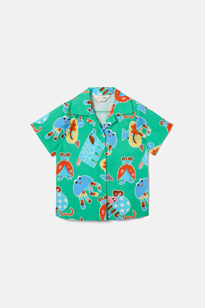 Image of Shirts. Product name - Buggy Stripe Kids Shirt in Green colour by brand - Gorman
