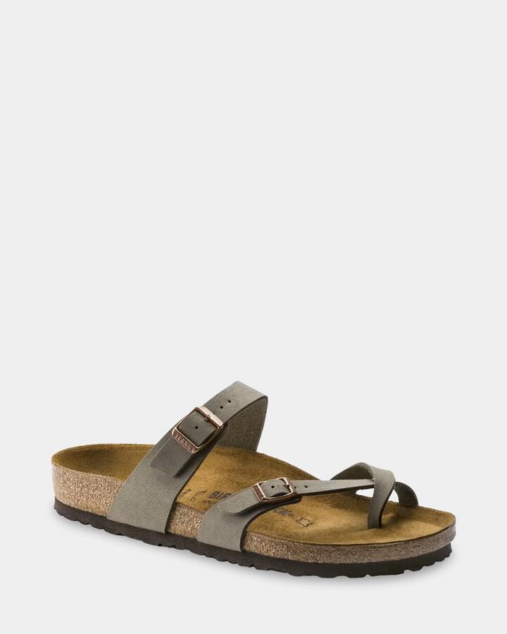 Image of Sandals. Product name - Birkenstock Mayari Birko-Flor Sandals Stone in Stone colour by brand - Birkenstock