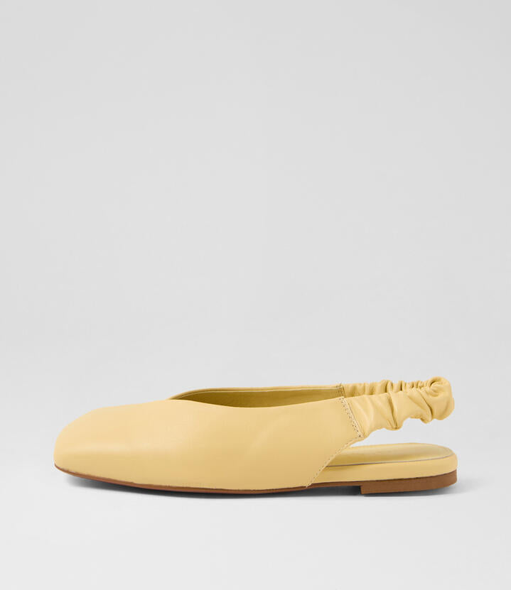 Image of Shoes. Productname: Breetny Lemon Leather Flat Shoes in Lemon colour by brand - MOLLINI