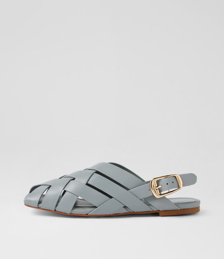 Image of Sandals. Productname: Brassy Steel Leather Sandals in Steel colour by brand - MOLLINI