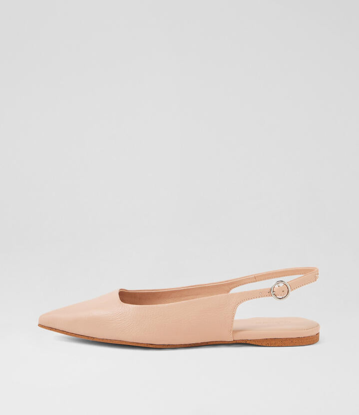 Image of Shoes. Productname: Fantash Dark Nude Leather Flat Shoes in Dk Nude colour by brand - MOLLINI
