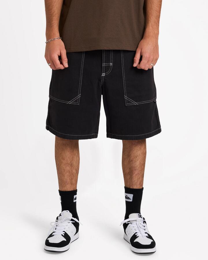 Image of a model wearing Shorts. Productname: Quiksilver Mens Mercury Denim Shorts Black - in Black colour by brand - Quiksilver