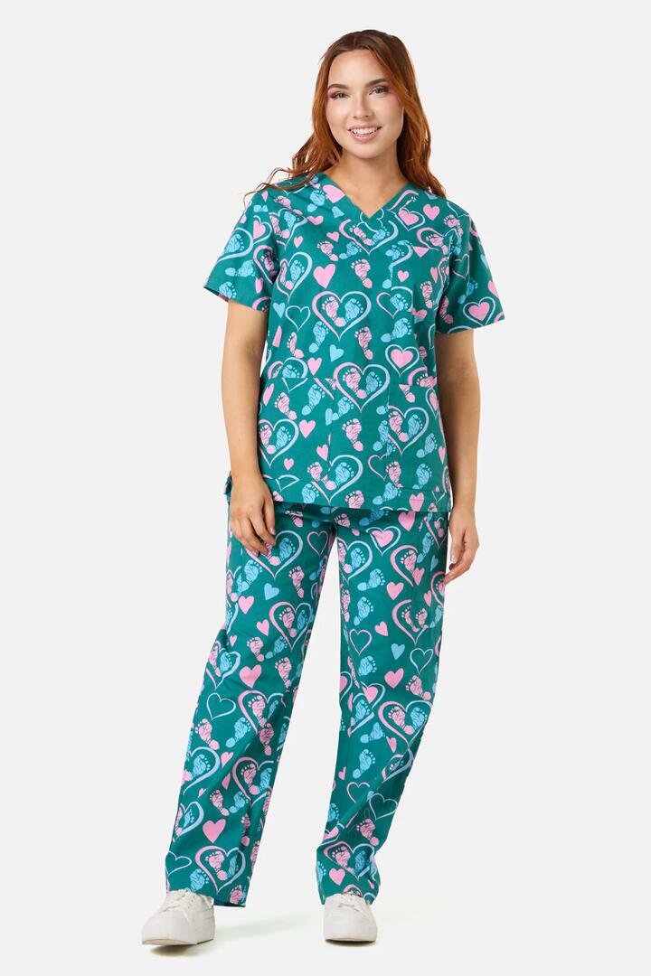 Image of a model wearing Uniforms & Workwear. Productname: Twinkletoes Scrub Set in Green colour by brand - Gorman