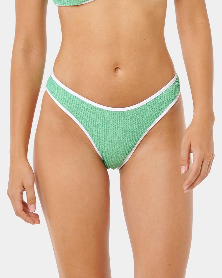Image of Swimwear. Product name - Rip Curl Womens Luxe Surf High Good Coverage Bikini Top Irish Green Solid in Irish Green - Solid colour by brand - Rip Curl