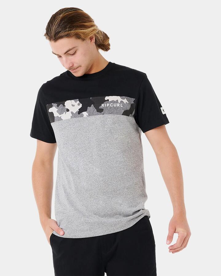 Image of T-Shirts. Product name - Rip Curl Mens Undertow Panel T-Shirt Black/Camo in Black/Camo colour by brand - Rip Curl