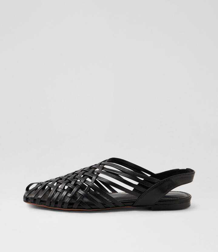 Image of Sandals. Productname: Brixa Black Leather Sandals in Black colour by brand - MOLLINI
