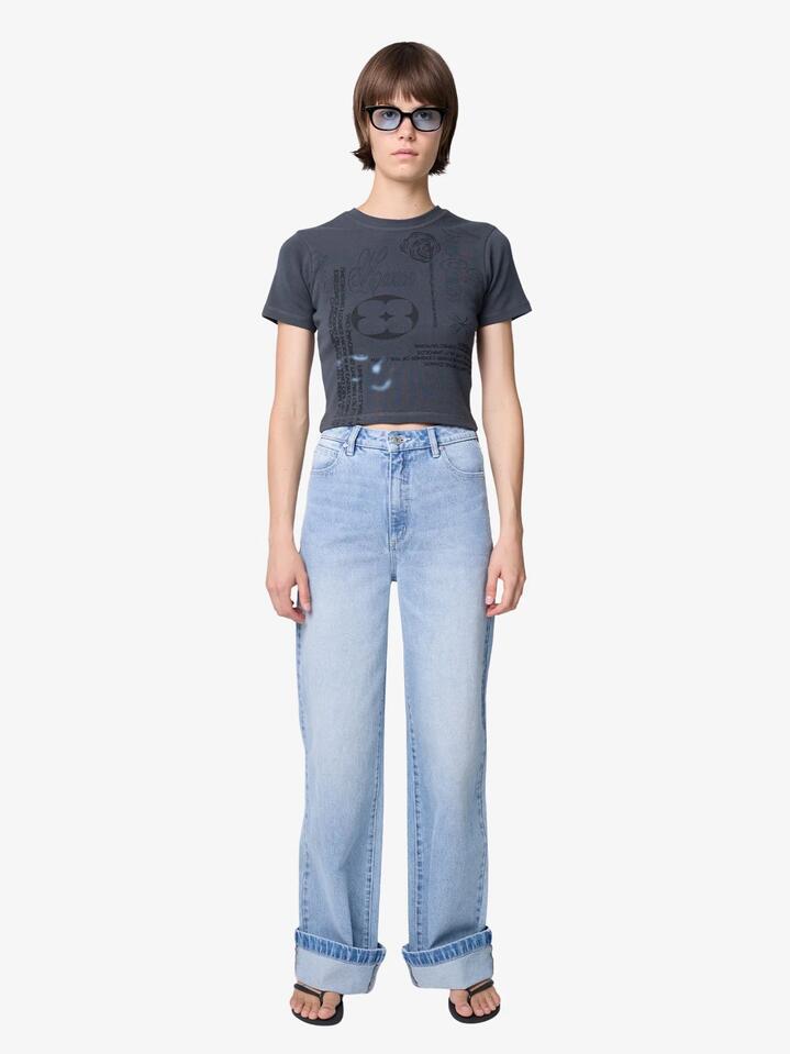 Image of T-Shirts. Productname: Abrand From Heaven Baby Rib Tee in Charcoal colour by brand - Abrand