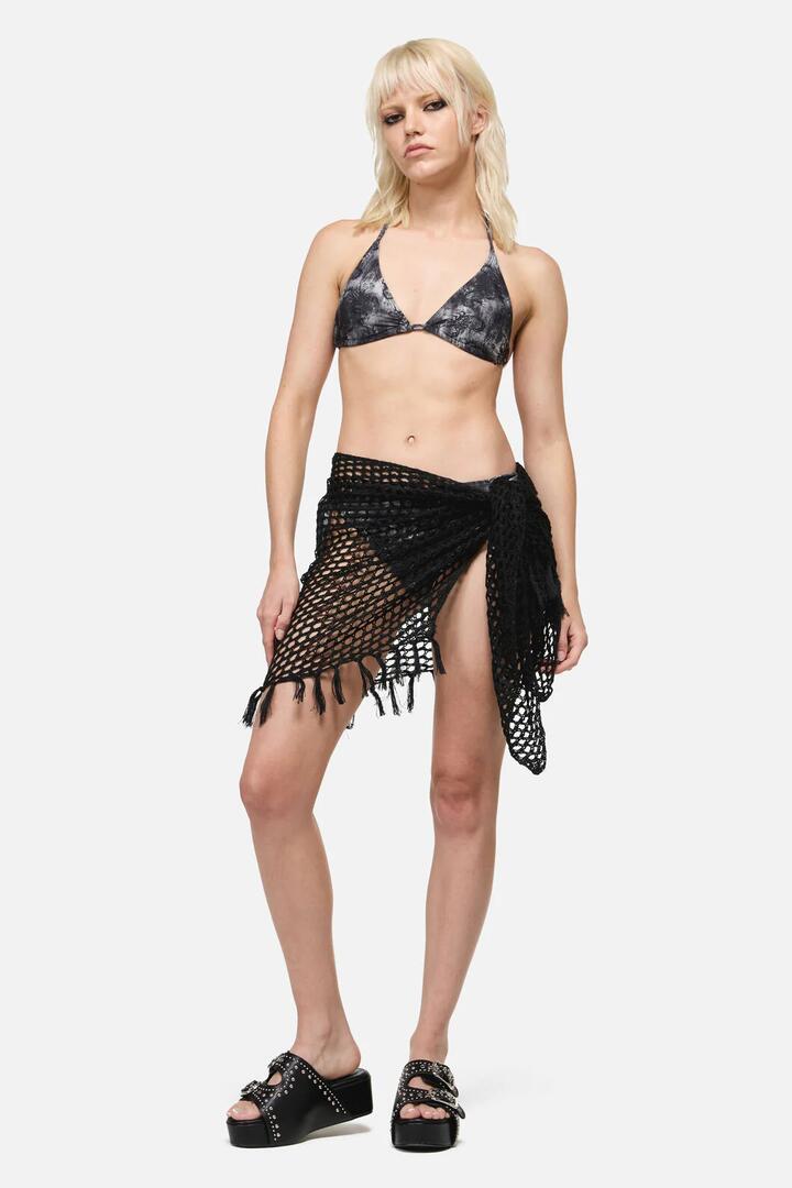Image of Accessories. Productname: Knitted Tassel Beach Scarf in Black colour by brand - Dangerfield