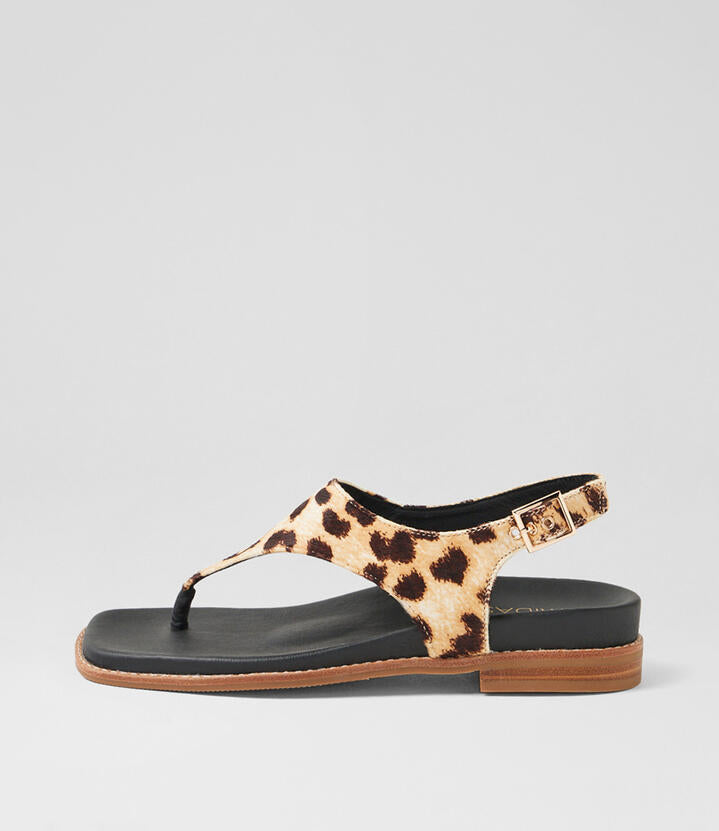Image of Sandals. Productname: Enzo Light Leopard Pony Thongs in Lt Leopard colour by brand - MIDAS