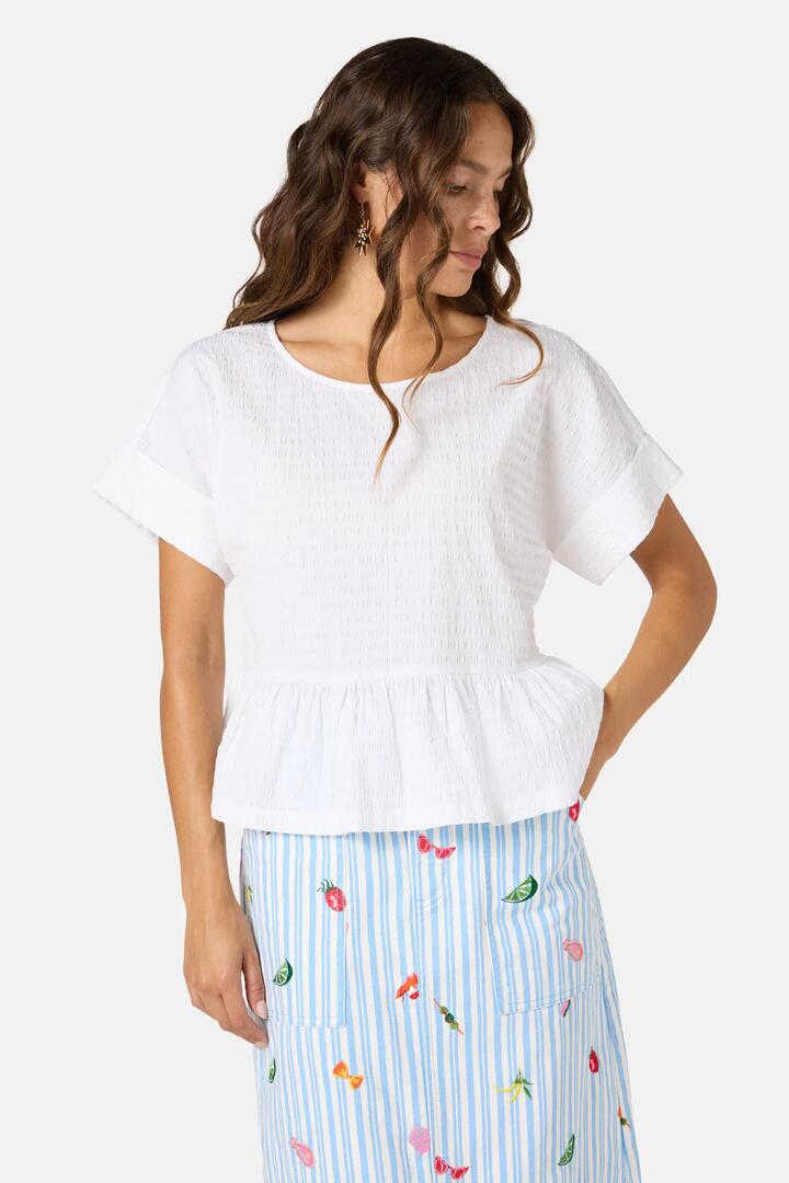 Image of a model wearing Tops. Product name - Tomato Cotton Top in Red colour by brand - Gorman