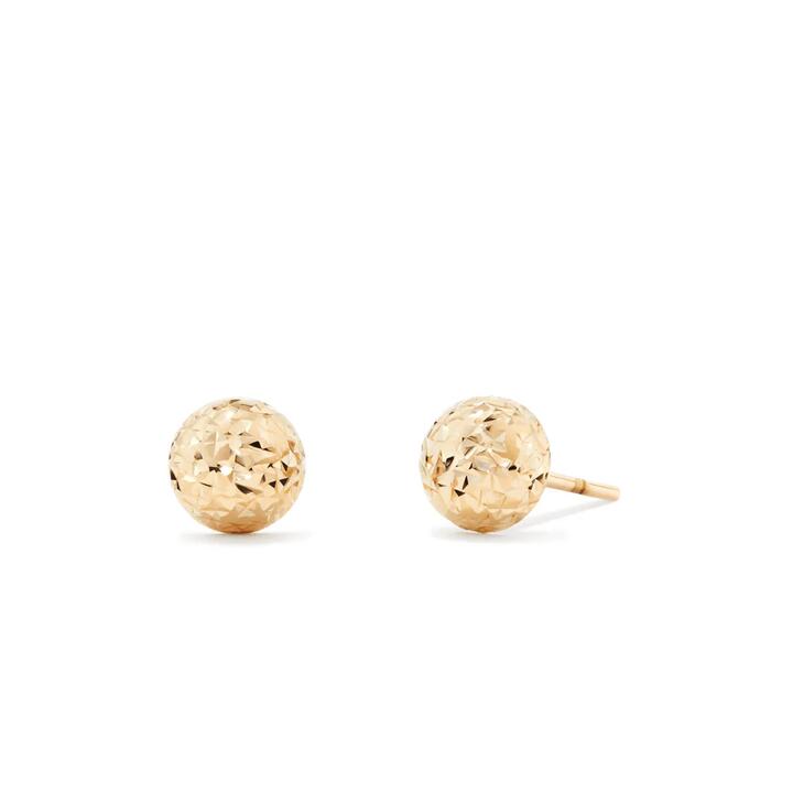 Image of Earrings. Productname: 6mm Diamond Cut Dome Stud Earrings in 9kt Yellow Gold in Gold colour by brand - Bevilles