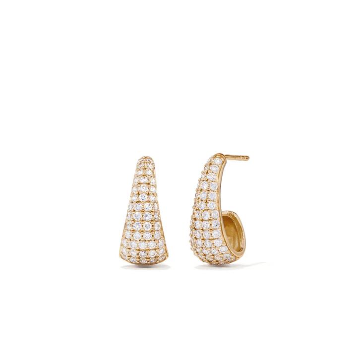 Image of Earrings. Productname: Cubic Zirconia Pavé Dome Stud Earrings in 18kt Yellow Gold Plated Sterling Silver in Silver colour by brand - Bevilles