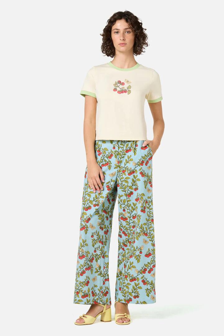 Image of T-Shirts. Product name - Cherry Tomatoes Ringer Tee in Cream colour by brand - Princess Highway