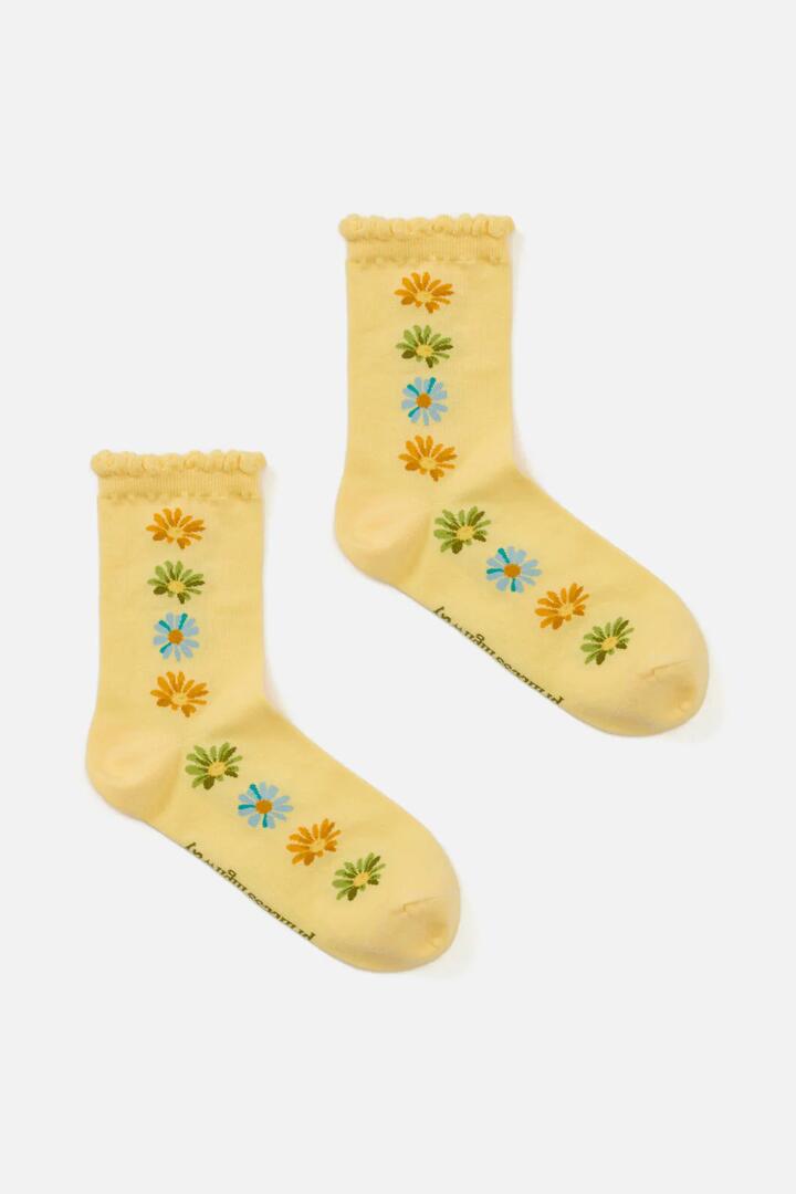 Image of Socks. Productname: Lemon Daisy Jane Sock in Lemon colour by brand - Princess Highway