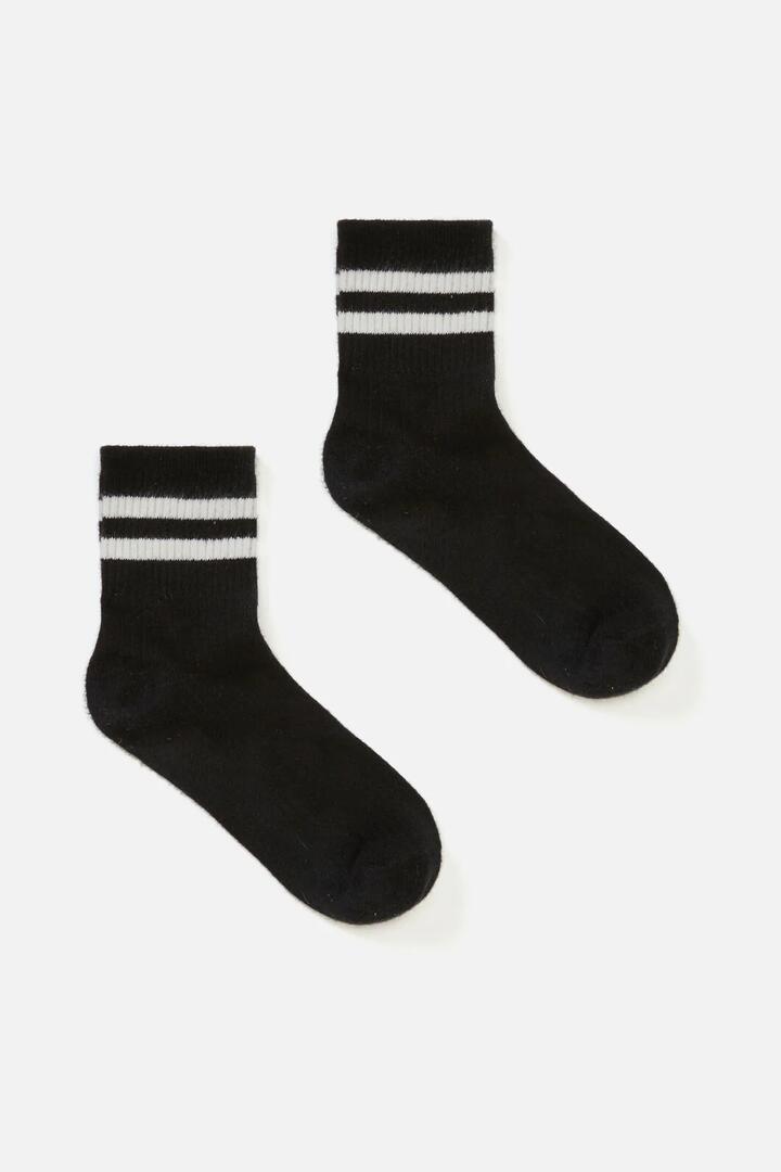 Image of Socks. Productname: Rib Sock with Stripes in Black colour by brand - Dangerfield