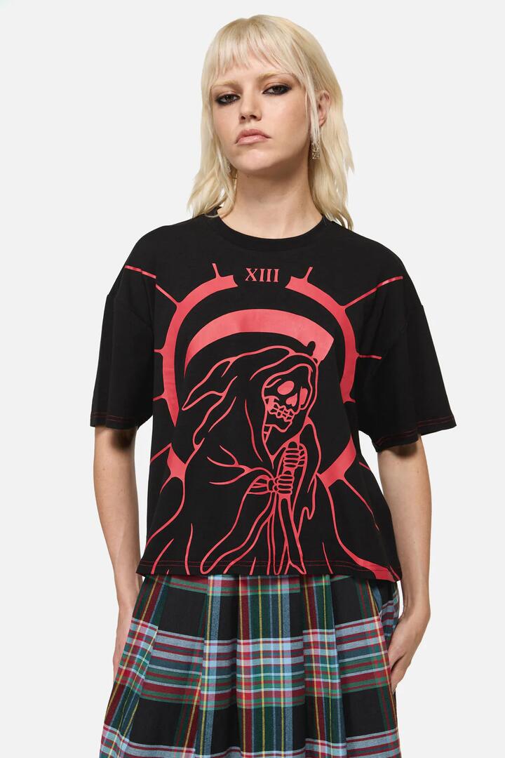 Image of T-Shirts. Product name - Reaper Oversized Goth Tee in Black colour by brand - Dangerfield