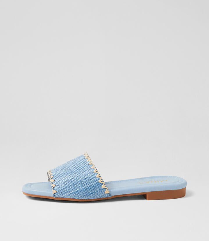 Image of Slippers. Productname: Goodo Denim Synthetic Raffia Slides in DENIM colour by brand - MIDAS