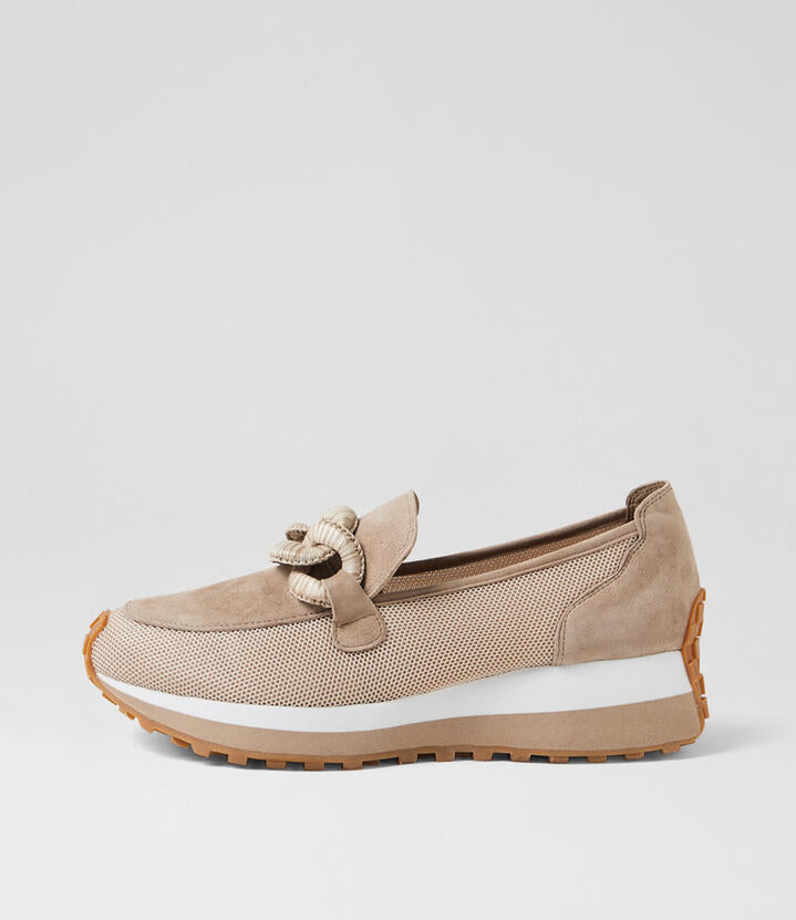 Image of Sneakers. Productname: Sloanie Taupe Suede Mesh Sneakers in TAUPE colour by brand - MIDAS
