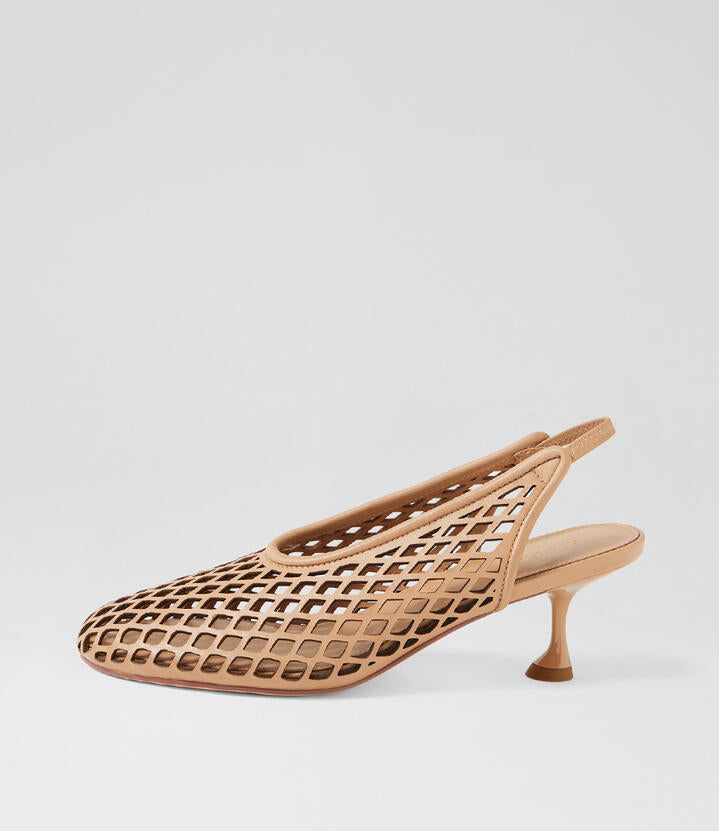 Image of Heels. Productname: Atuned Camel Leather Heels in Camel colour by brand - MOLLINI