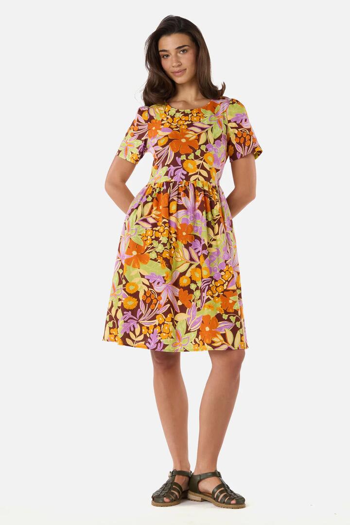 Image of Dresses. Productname: Lexi Floral Smock Dress in Chocolate colour by brand - Princess Highway