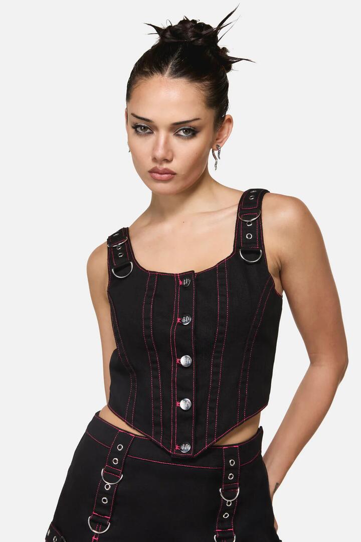 Image of Lingerie. Product name - Curse Grunge D-Ring Corset in Black colour by brand - Black Friday