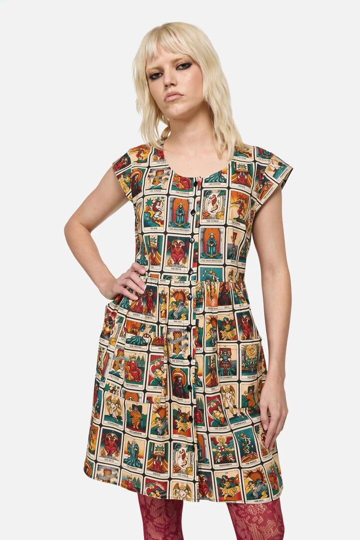 Image of Dresses. Product name - Tarot Print Goth Dress in Multi colour by brand - Dangerfield