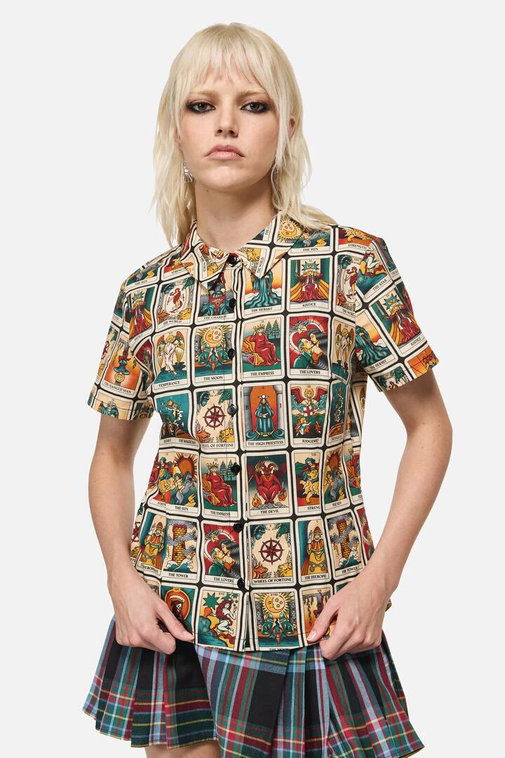 Image of Blouses. Product name - Tarot Print Goth Blouse in Multi colour by brand - Dangerfield