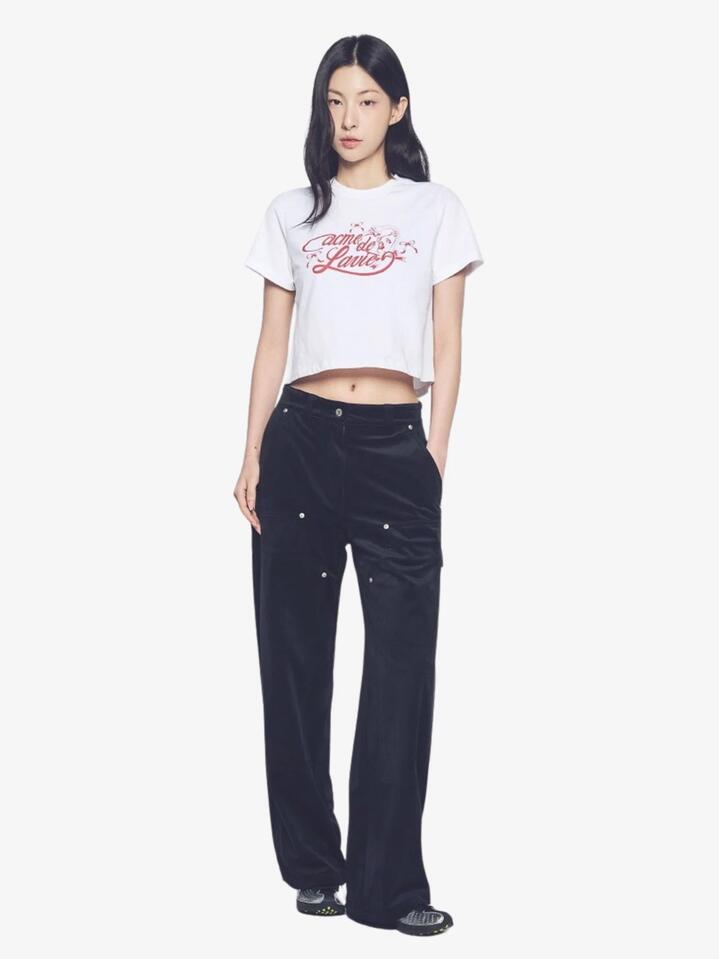 Image of a model wearing Tops. Productname: ADLV Women's Mirror Ac Bear Crop T-Shirt in White colour by brand - ADLV