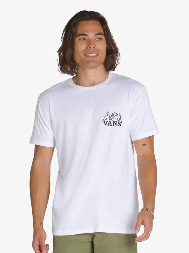 Image of a model wearing Tops. Productname: Vans The Royal Flush T-Shirt in White colour by brand - Vans