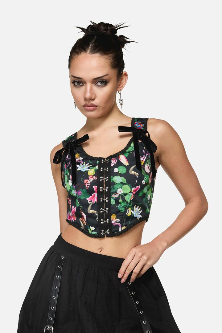 Image of Lingerie. Product name - See No Evil Print Corset in Multi colour by brand - Black Friday