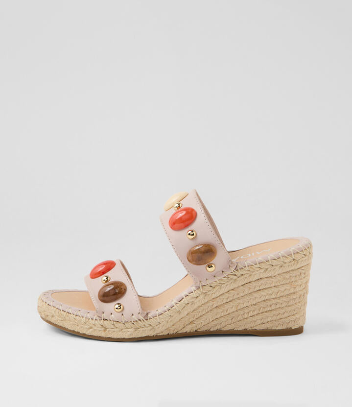 Image of Sandals. Productname: Geeva Nude Multi Leather Sandals in NUDE-MULTI colour by brand - MIDAS