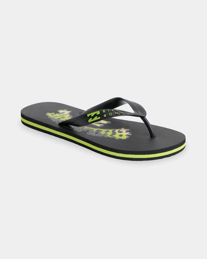 Image of Sandals. Product name - Billabong Mens Tides 2.0 Print Thongs Jet Black/Lime Punch in Jet Black/Lime Punch colour by brand - Billabong