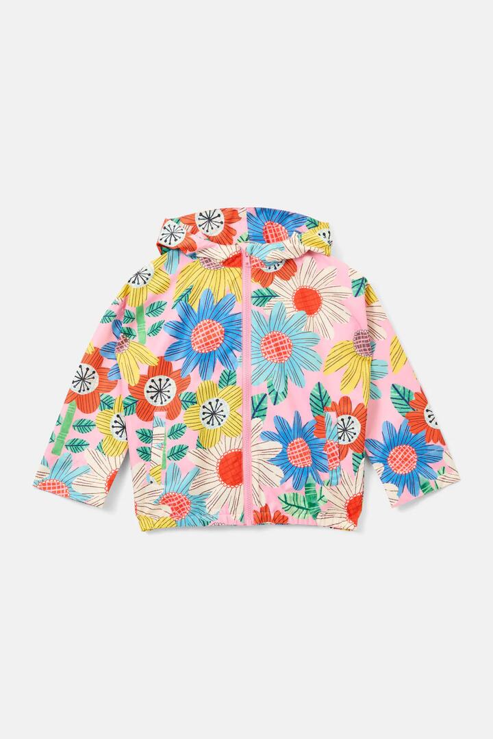 Image of a model wearing Rain Coats. Product name - Blooming Floral Kids Raincoat in Pink colour by brand - Gorman