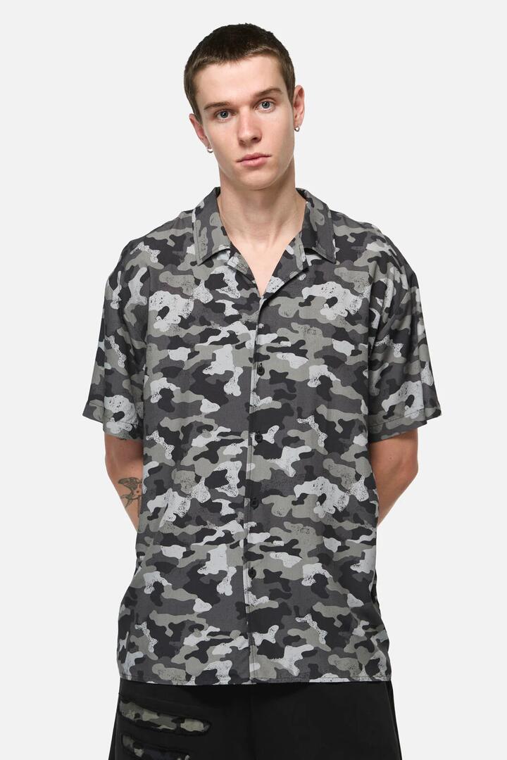Image of Shirts. Product name - Disruptive Camo SS Shirt in Grey colour by brand - Dangerfield